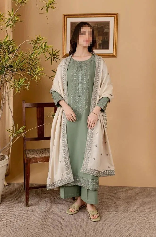 3 Pcs Women's Unstitched Embroidered Suit